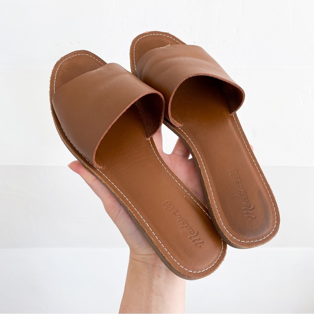 Madewell The Boardwalk Post Slide Sandal in Leather